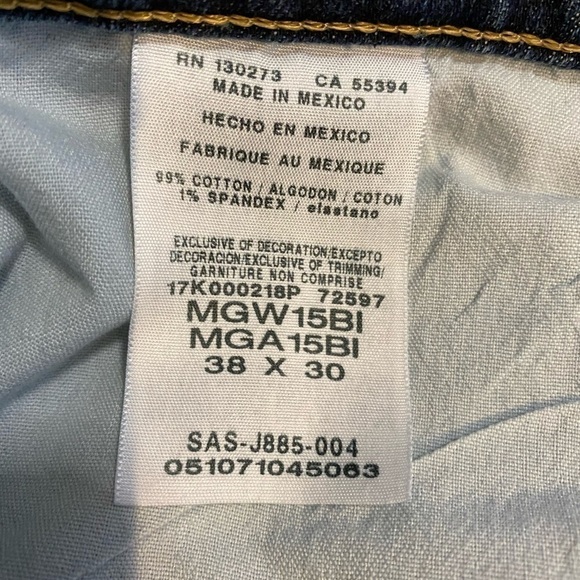 WRANGLER Advanced Comfort Jeans Denim Pants Size 38 X 30 Dark Wash - Picture 6 of 9